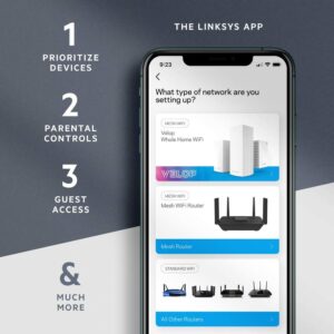 Linksys Wi-Fi 5 Smart Mesh Router Home Mesh Network, Dual Band Wireless Gigabit Mesh Router, Fast Speeds up to 1.3 Gbps, Coverage up to 1,200 sq ft, Parental Controls AC1300 (MR6350) (Renewed)