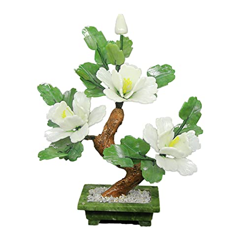 KGDC Bonsai Tree Tabletop Peony Bonsai Tree Jade Bonsai Ornaments Creative Peony Flower Bonsaifor Home Office Table Decor Chinese Feng Shui Decoration Fake Plant Decoration