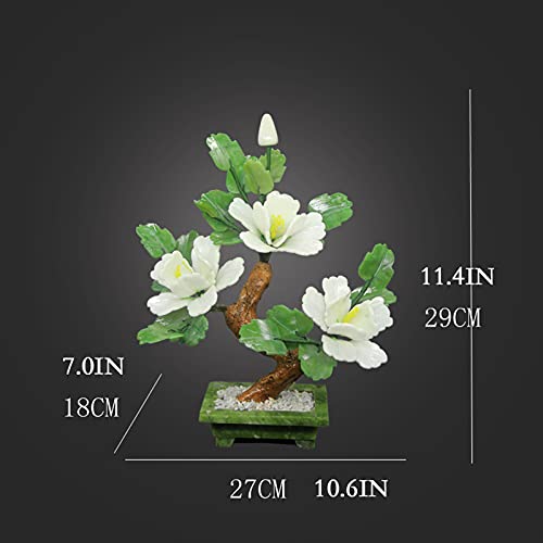 KGDC Bonsai Tree Tabletop Peony Bonsai Tree Jade Bonsai Ornaments Creative Peony Flower Bonsaifor Home Office Table Decor Chinese Feng Shui Decoration Fake Plant Decoration