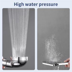 HANLIAN High Pressure Shower Head with Pause Function, 3 Spray Settings Handheld Shower Head with On Off Switch, Watersaving Detachable Showerhead with 5Ft Stainsteel Hose and ABS Bracket (Chrome)