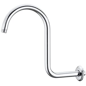 anpean 13 inch high rise s shape shower arm and flange, shower head extension arm, polished chrome
