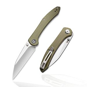 civivi hadros pocket folding knife for men, 3.35" blade micarta handle folding knife c20004-3(olive)