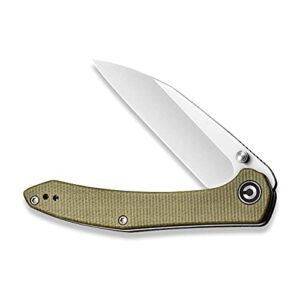 CIVIVI Hadros Pocket Folding Knife for Men, 3.35" Blade Micarta Handle Folding Knife C20004-3(Olive)