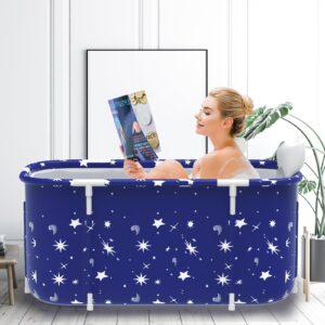 hotmax portable bathtub kit, foldable soaking bathtub for adults, freestanding bathtubs, hot bath tub, ice bath, family bathroom spa tub (blue)
