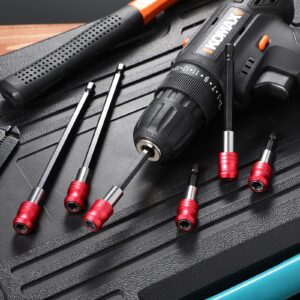 6 Pieces Drill Bit Extension Magnetic Screwdriver Bit Holder Impact Driver Bit Set Bar Socket Chuck Adapter 1/4 Inch Hex Shank Power Magnetic Bit Holder for Screws Nuts Drill