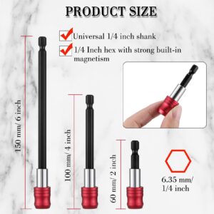 6 Pieces Drill Bit Extension Magnetic Screwdriver Bit Holder Impact Driver Bit Set Bar Socket Chuck Adapter 1/4 Inch Hex Shank Power Magnetic Bit Holder for Screws Nuts Drill