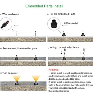 E-Simpo 6-Pack Embedded Housing Part ABS Antioxidant Built-in Fitting for Waterproof Outdoor Indoor Pre-embedded Concrete Grassland Inserts,to Fix the LED InGround Step Stair Pavement Pool Light (H86)