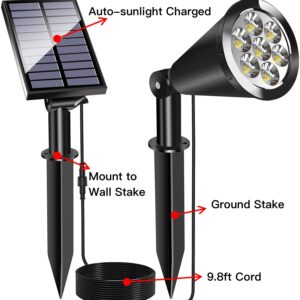 MEIHONG Solar Spot Lights for Outside, Waterproof Solar Spot Lights Dusk to Dawn, Solar Landscape Lights Solar Powered Lights for Garden Porch Walkway Patio (2 Pack)