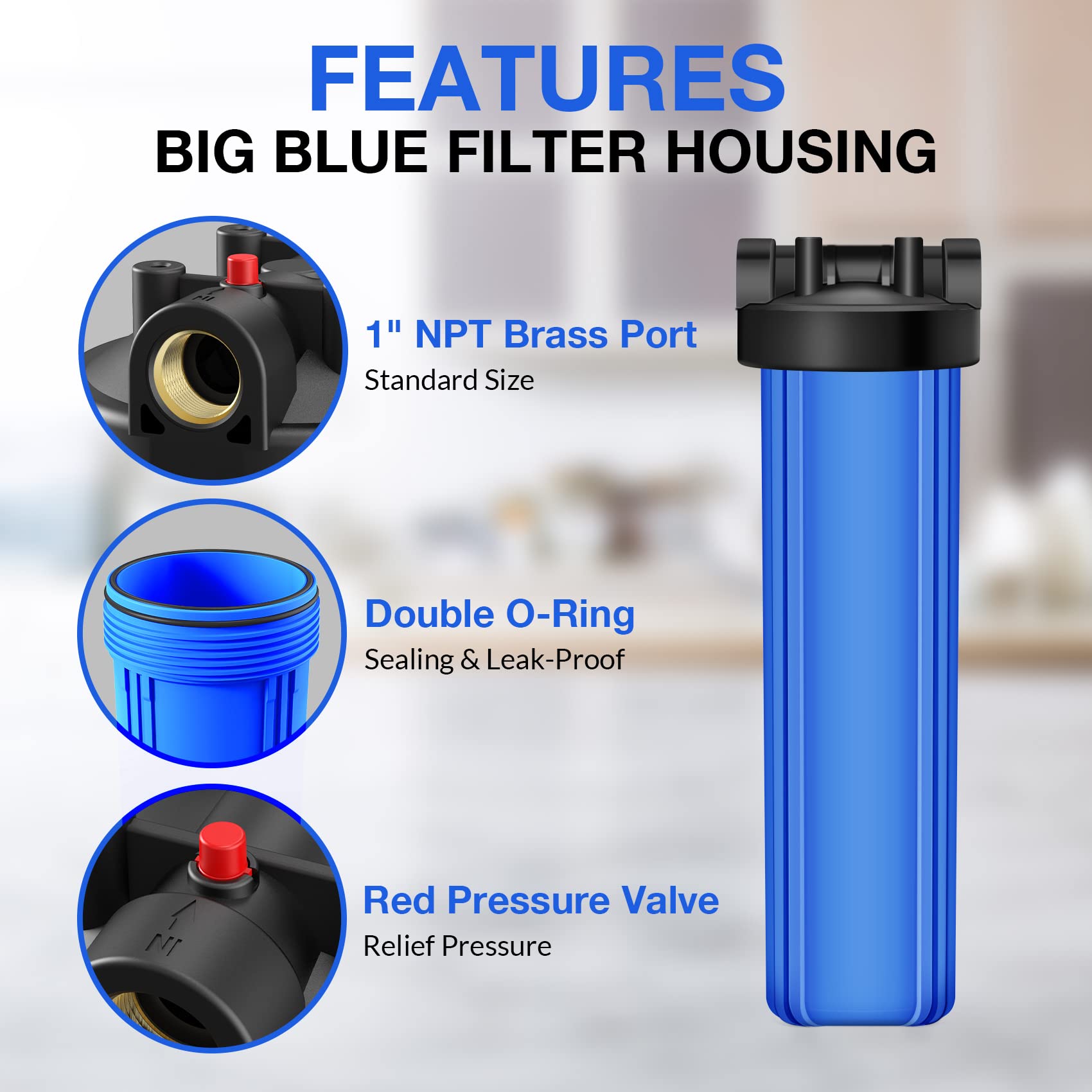 SimPure 40 Micron Spin Down Sediment Filter Combine with 20 inch Whole House Water Filter Housing System, Pre-Filtration System for Well Water and City Water, Better Filtration (DC5P + DB20P)