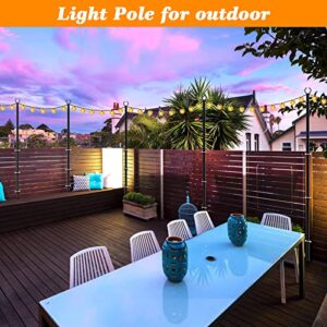 Mutovlin 2 Pack String Light Poles,10 Ft Light Poles for Outside String Lights,Outdoor Light Poles with Fork,Metal Poles Stand for Patio Deck Backyard