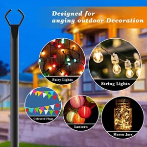 Mutovlin 2 Pack String Light Poles,10 Ft Light Poles for Outside String Lights,Outdoor Light Poles with Fork,Metal Poles Stand for Patio Deck Backyard