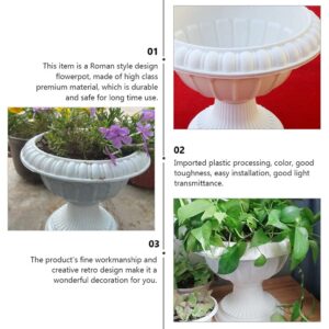 Happyyami 4pcs Urn Planters Classic Traditional Plastic Urn Planters for Indoor and Outdoor Use European Style Bonsai Plant Containers White