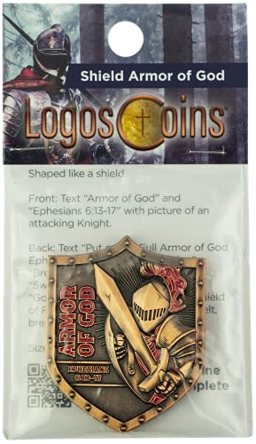 Armor of God Challenge Coin Bulk Pack of 10, Commemorative Military Souvenir Coins for Collectors, Knight Templar Shield Religious Pocket Prayer Token of Faith for Army, Navy, & Marine Veterans