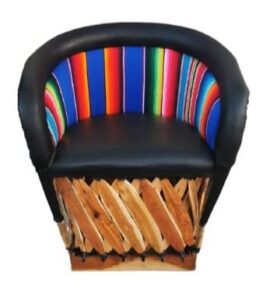 forniture traditional mexican equipal chair black color zarape handmade, artisan in mexico equipales san josé original skin ideal for your home, bar, restaurant, office, hotel