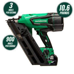 Metabo HPT 36V MultiVolt Cordless Paper Strip Framing Nailer | Includes Battery and Charger | NR3690DC