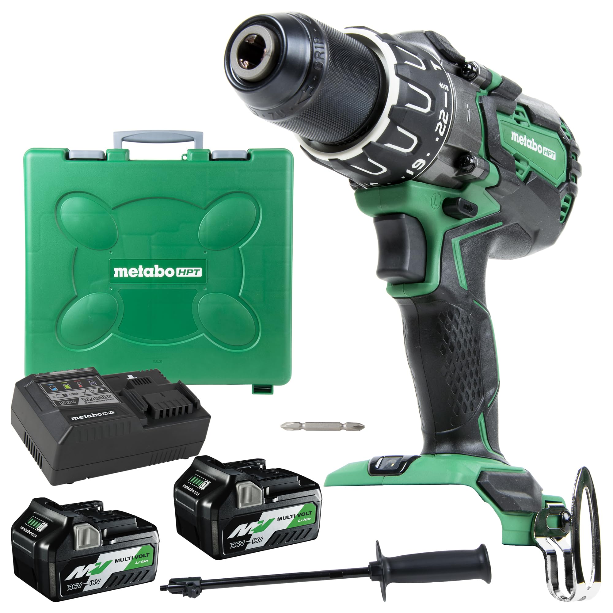 Metabo HPT 36V MultiVolt Cordless Hammer Drill Kit with Batteries and Charger | 1/2-inch Keyless | DV36DAG