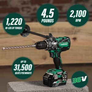 Metabo HPT 36V MultiVolt Cordless Hammer Drill Kit with Batteries and Charger | 1/2-inch Keyless | DV36DAG