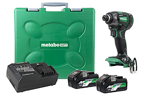 Metabo HPT 36V MultiVolt Triple Hammer Cordless Impact Driver Kit | Two Batteries and Charger | 1/4-Inch Keyless | WH36DBG