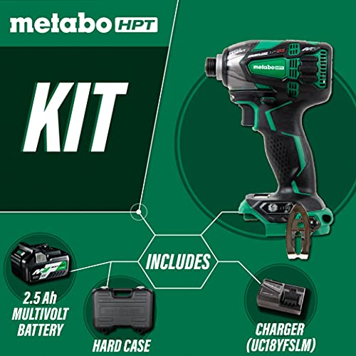 Metabo HPT 36V MultiVolt Triple Hammer Cordless Impact Driver Kit | Two Batteries and Charger | 1/4-Inch Keyless | WH36DBG