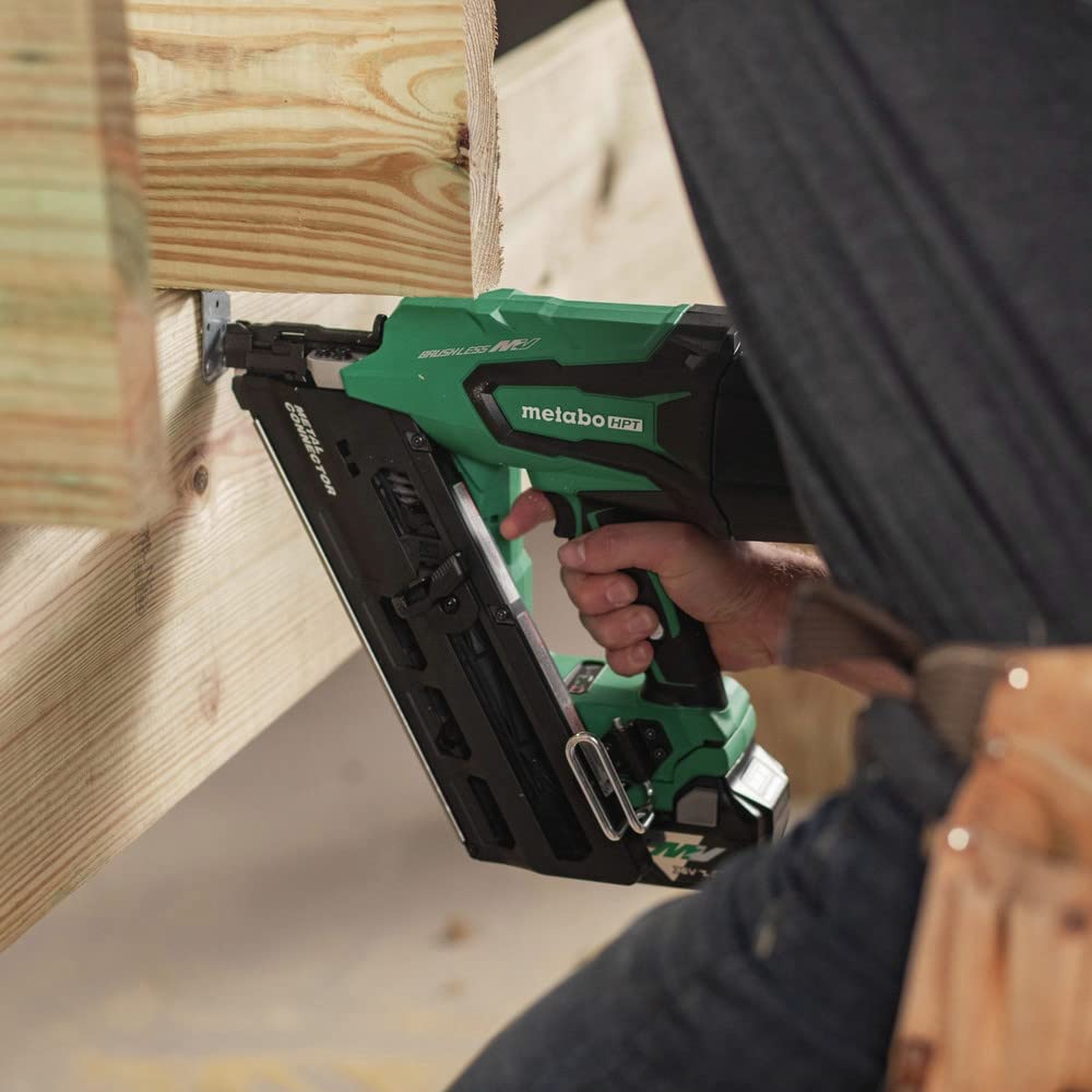 Metabo HPT 36V MultiVolt Cordless Metal Connector Nailer Kit | Accepts 1-1/2-Inch and 2-1/2-Inch Nails | Strap-Tite Probe Tip | NR3665DA