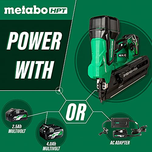 Metabo HPT 36V MultiVolt Cordless Framing Nailer | Uses 21 Degree Full Round Head Plastic Strip Nails | Includes Battery and Charger | NR3690DR