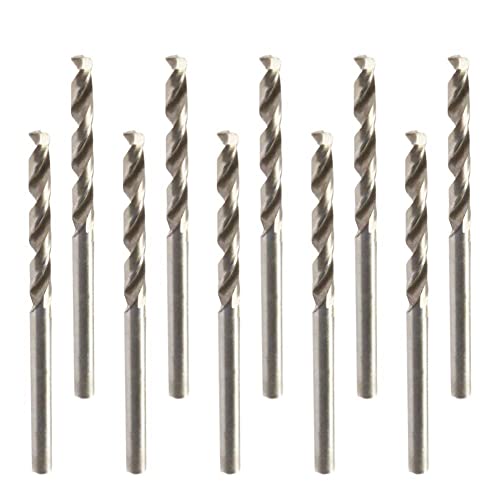 Auniwaig 10pcs Twist Drill Bit, 2.5mm HSS-6542 Straight Shank Drill Bit- 135° Tip, for Metal, Steel, Wood, Plastic, Copper, Aluminum Alloy, Stainless Steel Silver
