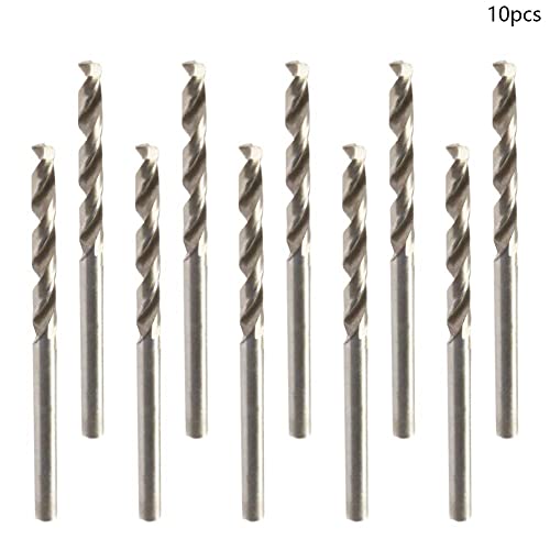 Auniwaig 10pcs Twist Drill Bit, 2.5mm HSS-6542 Straight Shank Drill Bit- 135° Tip, for Metal, Steel, Wood, Plastic, Copper, Aluminum Alloy, Stainless Steel Silver