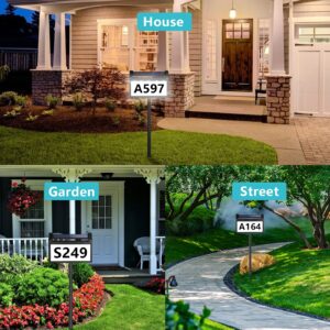 Address Sign, LIANYIPASS Solar House Numbers for Outside Modern Plaque Waterproof House Number Sign Lighted Up for Yard Driveway Street with Stakes