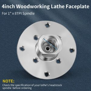 SENDUO Woodworking 4" Lathe Faceplate with Screwchuck,for 1" x 8TPISpindle