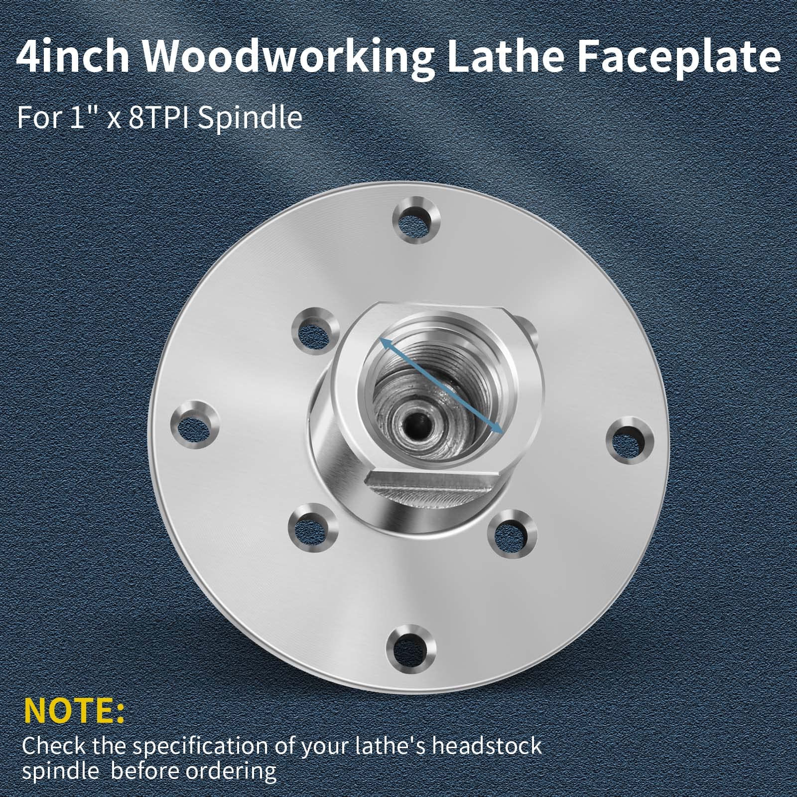 SENDUO Woodworking 4" Lathe Faceplate with Screwchuck,for 1" x 8TPISpindle