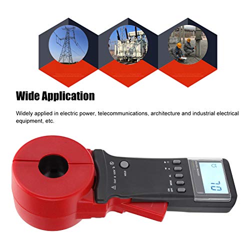 Earth Resistance Tester, ETCR2100C+ 0.01-1200Ω Multifunction Clamp Earth Resistance Tester, 0mA-20A Light Alarm Clamp Ammeter for Electrical Equipment