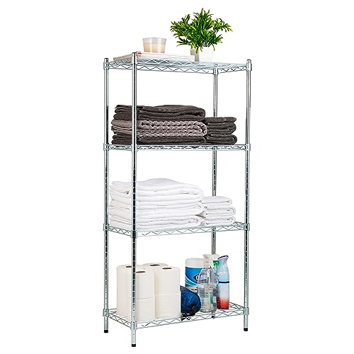 Mind Reader Storage Shelves, Garage Shelving, Storage Shelf, Pantry Org, Adjustable, Metal, 23.5" L x 11.75" W x 48" H, Silver