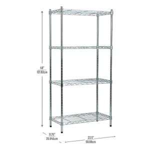 Mind Reader Storage Shelves, Garage Shelving, Storage Shelf, Pantry Org, Adjustable, Metal, 23.5" L x 11.75" W x 48" H, Silver