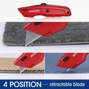 WORKPRO Premium Utility Knife, Retractable All Metal Heavy Duty Box Cutter, Quick Change Blade Razor Knife, with 10 Extra Blades