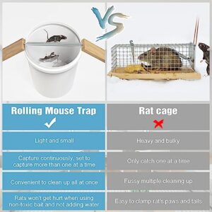 2 Pack Rolling Log Mouse Trap, Humane Live Mouse Trap Bucket, Rat Traps for House, Auto Release Catch No See Kill Trap for Mice and Rats