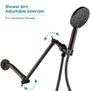 BRIGHT SHOWERS 6 Inch Brass Shower Arm Matching 10 Inch Brass Adjustable Shower Extension Arm, Oil-Rubbed Bronze