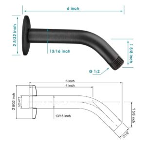 BRIGHT SHOWERS 6 Inch Brass Shower Arm Matching 10 Inch Brass Adjustable Shower Extension Arm, Oil-Rubbed Bronze