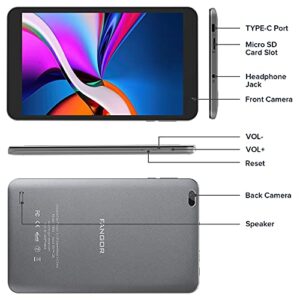 FANGOR Tablet 8 inch, Android 11.0 Tablet, Computer Tablet, IPS HD Display, 2 GB RAM, 32 GB Storage, Quad-Core Processor, 5G WiFi, Bluetooth 5.0, Dual Camera (Silver Grey)