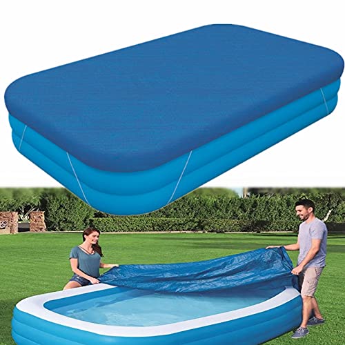 Rectangle Pool Cover,Pool Cover for Inflatable Pool,Rectangular Inflatable Swimming Pool Cover, 10ft X 6ft Dustproof Rainproof Waterproof Square Swimming Pool Cover,Family Pool Cover (Blue)