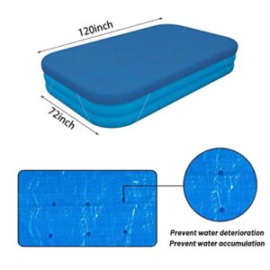 Rectangle Pool Cover,Pool Cover for Inflatable Pool,Rectangular Inflatable Swimming Pool Cover, 10ft X 6ft Dustproof Rainproof Waterproof Square Swimming Pool Cover,Family Pool Cover (Blue)