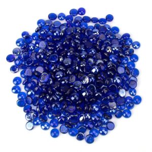 [18 pound] fire glass beads fireglass drops flat glass beads for gas fire pit fireplace cobalt blue luster reflective decorative glass gems for vase fillers aquarium fish tank decoration (18.3)