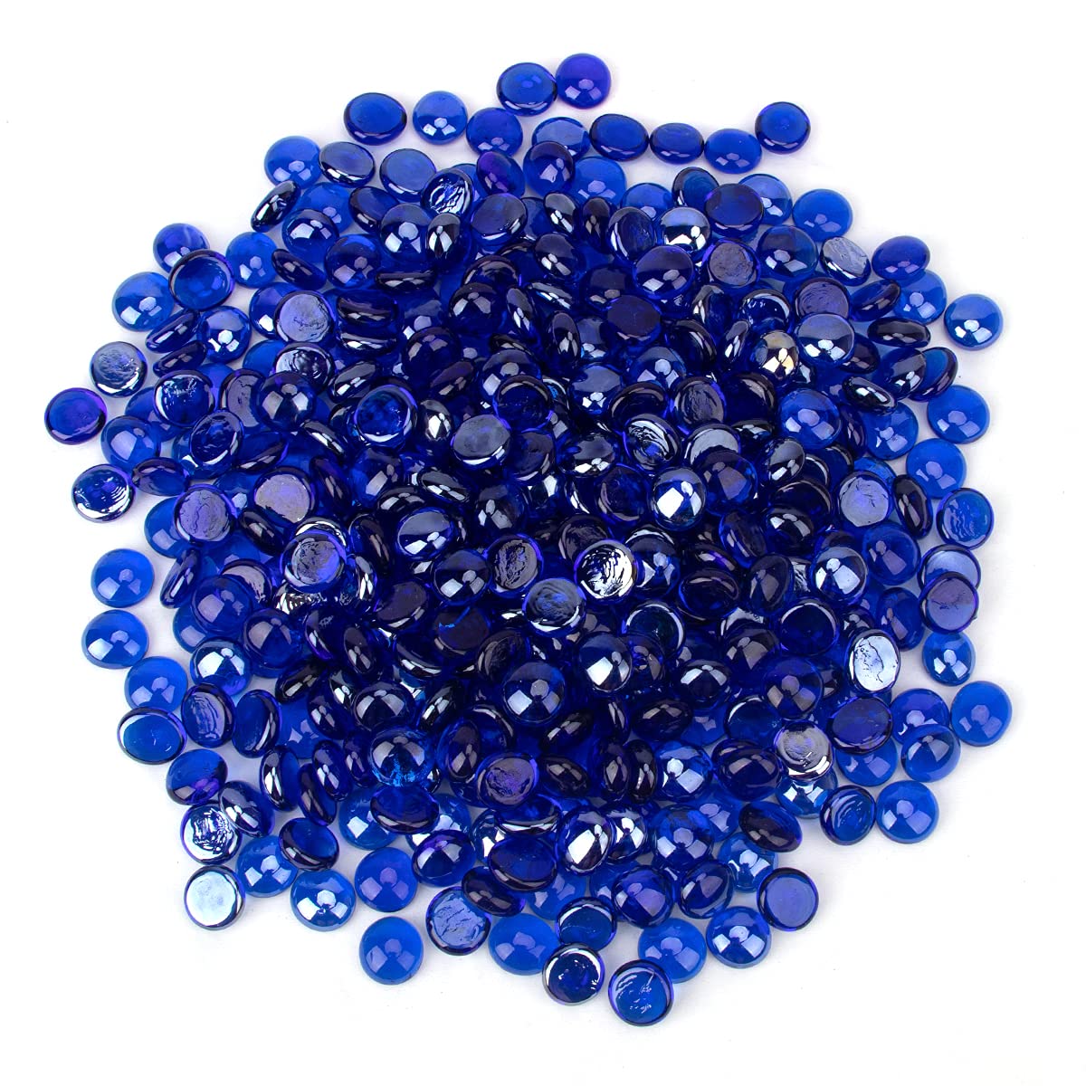 [18 Pound] Fire Glass Beads Fireglass Drops Flat Glass Beads for Gas Fire Pit Fireplace Cobalt Blue Luster Reflective Decorative Glass Gems for Vase Fillers Aquarium Fish Tank Decoration (18.3)