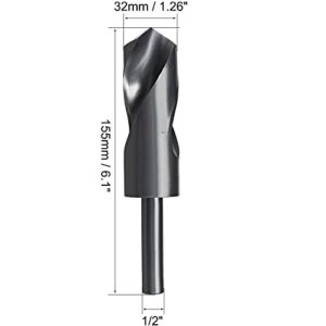 Auniwaig Reduced Shank Drill Bit, HSS Drill Bit 1.26", High Speed Steel with Straight Shank for Iron, Cooper, Aluminum Plate, Metal