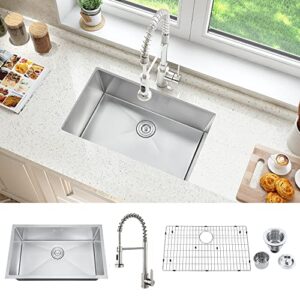 attop 32 inch undermount kitchen sink with faucet,stainless steel kitchen sink undermount single bowl sink