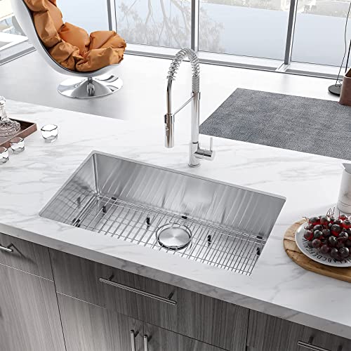ATTOP 32 Inch Undermount Kitchen Sink With Faucet,Stainless Steel Kitchen Sink Undermount Single Bowl Sink