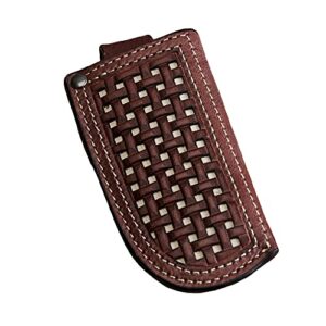 ariat knife sheath leather weave embossed - brown