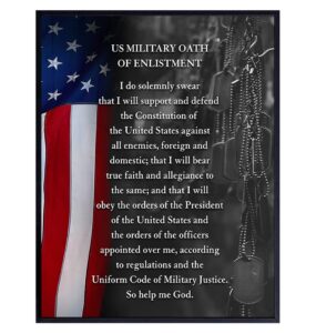 large 11x14 - american flag wall art - oath of enlistment - patriotic home decor - military decor - veteran wall decor - marine corps gifts - army, navy, air force, men, women - usa americana