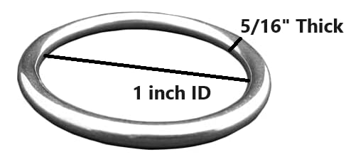 4 Pieces Stainless Steel 316 Round Ring Welded 5/32" x 1" (4mm x 25mm) Marine Grade O - Ring anillo Redondo