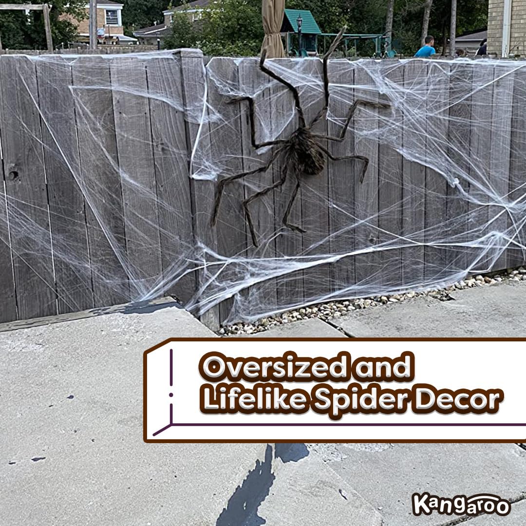 Kangaroo Giant Spider Halloween Decorations- Big Spider Decoration Outdoor Indoor-Porch Spider, Scary Spider, Huge Spider, Giant Spider for Halloween Black, 5 feet