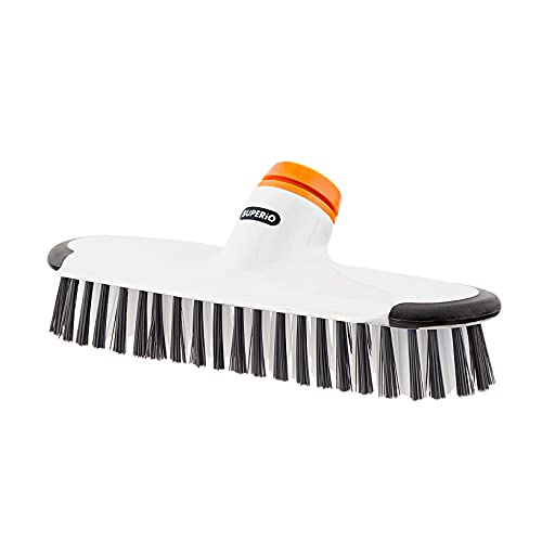 Superio Deck Scrub Brush Head, Heavy Duty Stiff Bristles Grout Scrubber with Scraper - Cleans Hot Tub, Swimming Pool, Granite Tiles, Bathroom, Patio, Kitchen, Wall and Deck (Refill Brush Head)